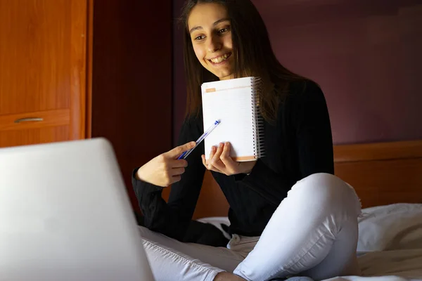 Woman teacher giving online classes with her laptop. Online teacher concept.