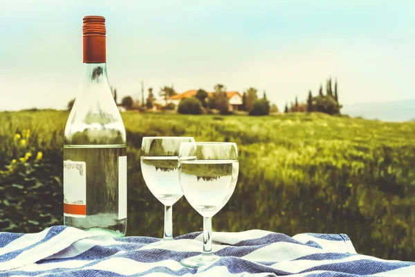 Пикник с вином — стоковое фото