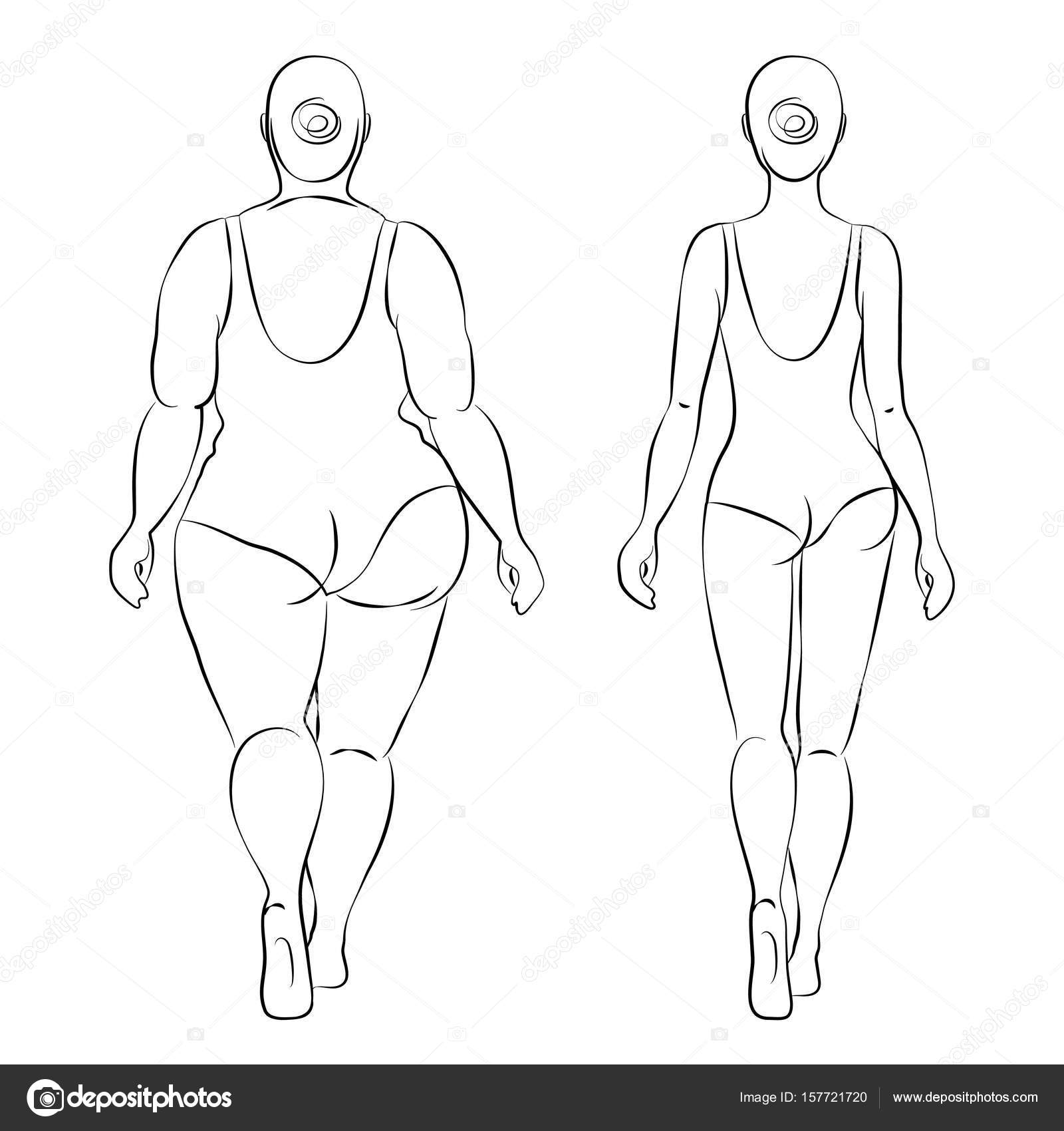 Fat Woman Drawing Fat Woman And Slender Woman Outline