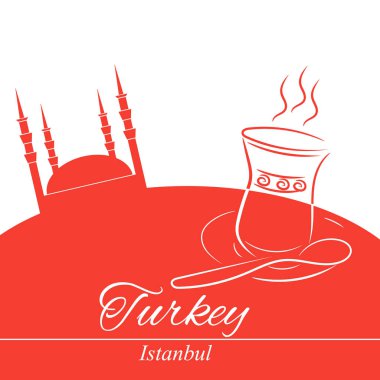 Türkiye, Istanbul. Vektör çizim ile ulusal sembolleri.