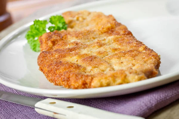 Fried Schnitzel close up Stock Photo