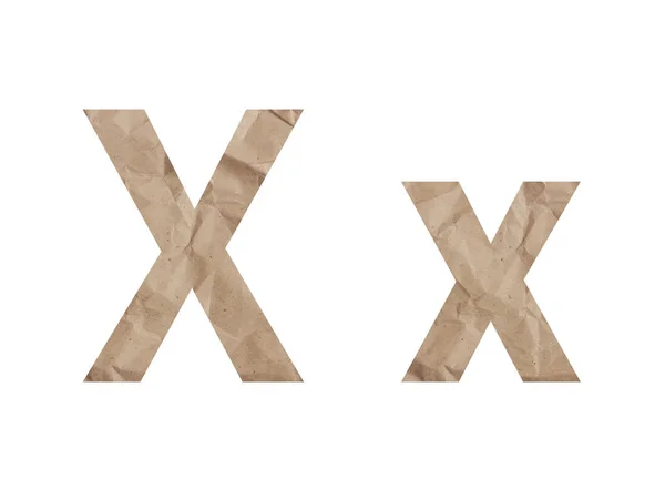 Буква X алфавит шрифт позволяет изолированные на белом. Смятая оберточная бумага текстурированный эффект, складки трещины синяки. Бумажная буква l — стоковое фото