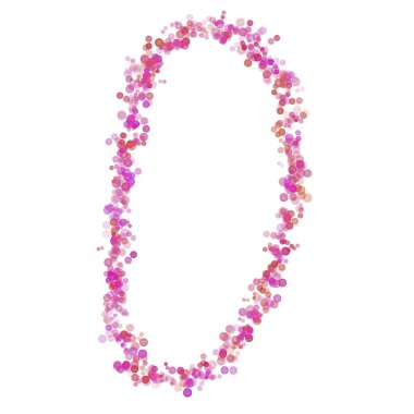 Sıfır basamaklı alfabe. Pembe daireler pembe noktalar. Harf baloncukları beyaza izole edilmiş harf yazı tipi şeklinde daireler çiziyor. Tasarım ve dekorasyon için güzel renk tipi numarası