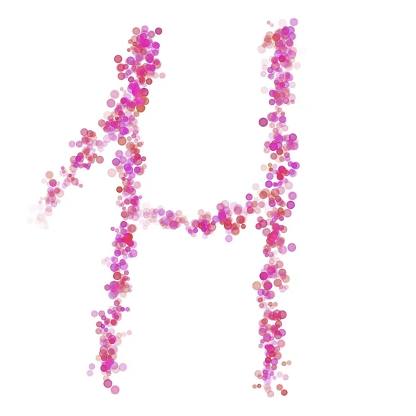 文字Hラテンアルファベット ピンクの円がピンク色になる 文字の泡丸は白で区切られた文字のフォントを様式化しました デザインと装飾のための美しい色のタイプ — ストック写真