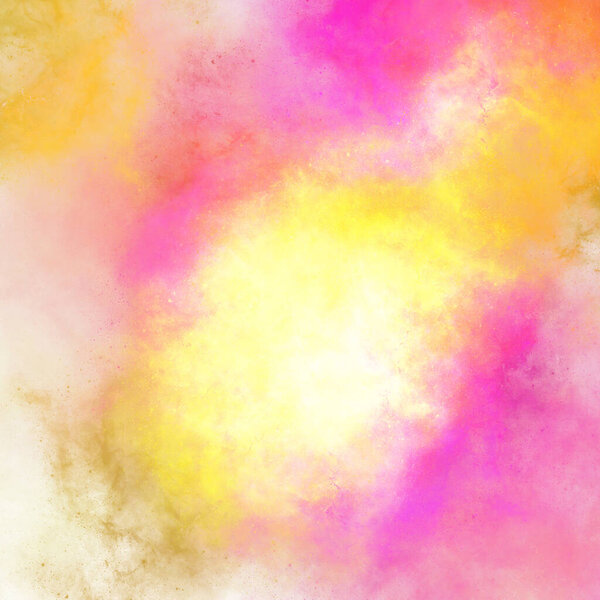 Pink yellow spot of watercolor paint with gradient. Abstract backdrop wallpaper background, beautiful texture stains of paint digital illustration imitation of textured surface