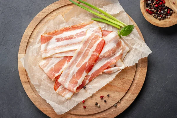 Skivad Bacon Ovanifrån — Stockfoto