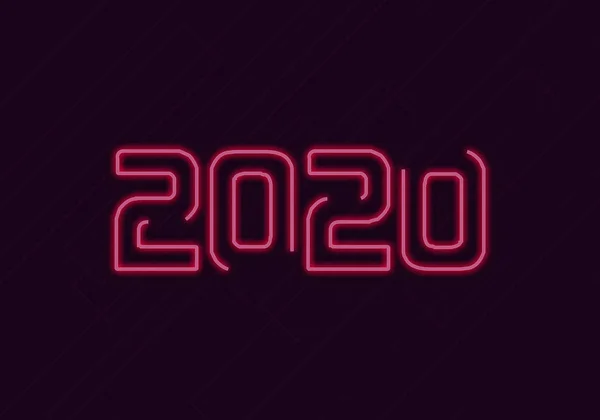 2020 Neon Text Felice Anno Nuovo 2020 Sfondo Scuro — Foto Stock