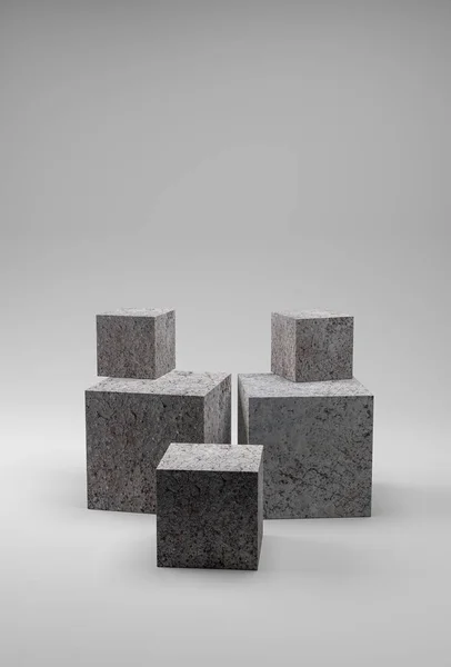 Stüdyo ve küp beton kaide. 3d oluşturma.