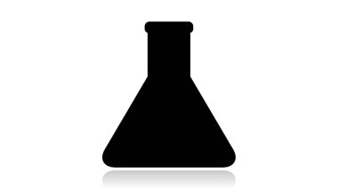 Mataranın ikon vektör tasarımı. Beyaz arkaplanda yansıması olan siyah simge