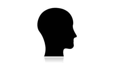  Baş simge vektör tasarımı. Beyaz arkaplanda yansıması olan siyah simge