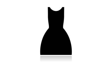 Kıyafet simgesi vektör tasarımı. Beyaz arkaplanda yansıması olan siyah simge