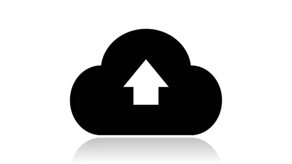 Облачный Векторный Дизайн Иконок Черная Иконка Отражением Белом Фоне — стоковый вектор