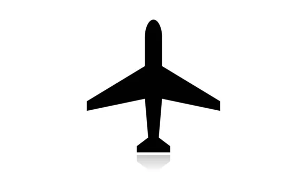Desenho Vetor Ícone Avião Ícone Preto Com Reflexão Isolada Fundo — Vetor de Stock