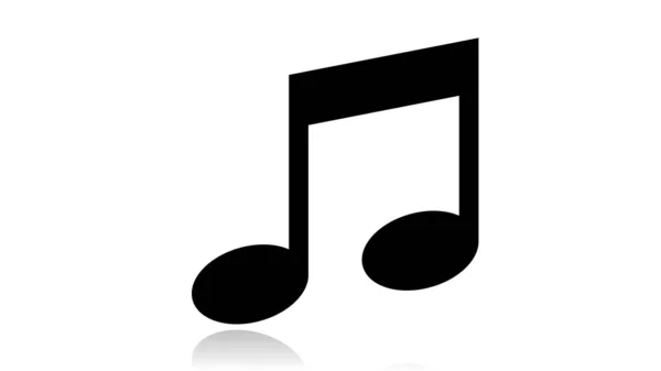 Müzik ikonu vektör tasarımı. Beyaz arkaplanda yansıması olan siyah simge