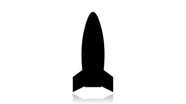 Векторний Дизайн Піктограми Ракети Чорна Ікона Відображенням Ізольована Білому Тлі — стоковий вектор