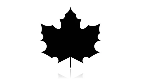 Maple Leave Icoon Vector Ontwerp Zwart Pictogram Met Reflectie Geïsoleerd — Stockvector