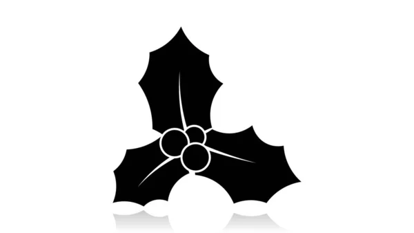 Diseño Vectores Ícono Muérdago Icono Negro Con Reflejo Aislado Sobre — Archivo Imágenes Vectoriales