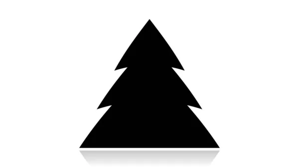 Návrh Vektoru Ikon Vánočního Stromku Černá Ikona Odrazem Izolované Bílém — Stockový vektor