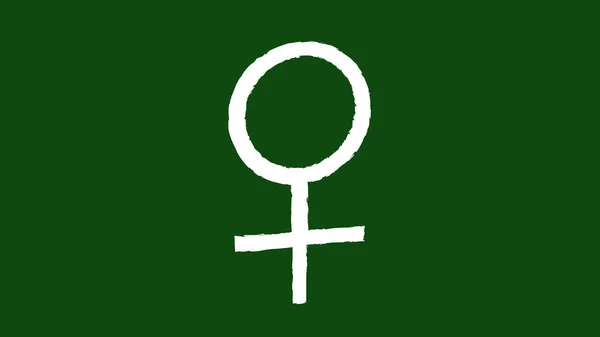 Krijttekening Van Een Vrouwelijk Symbool Geslacht Symbool Getekend Schoolbord — Stockvector