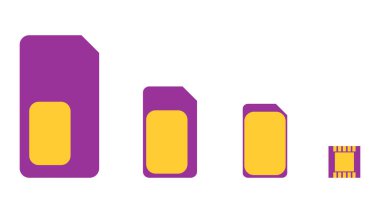 Mobil sim kartların eSIM 'inin yeni neslinin vektör illüstrasyonu