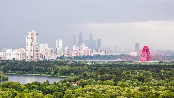 Big city scape w lekka mgła — Zdjęcie stockowe