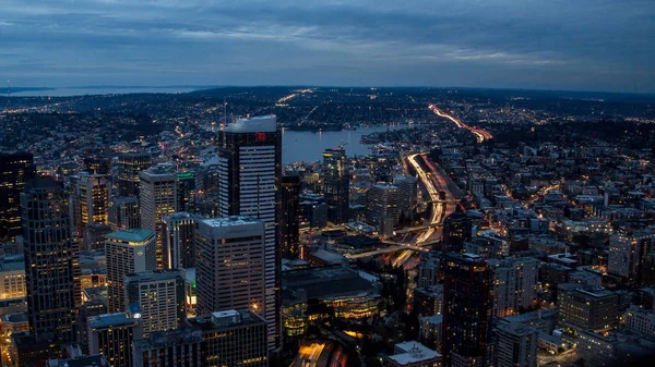 Top View Lit Night Roads Big City Lit Roads Big Stock Picture