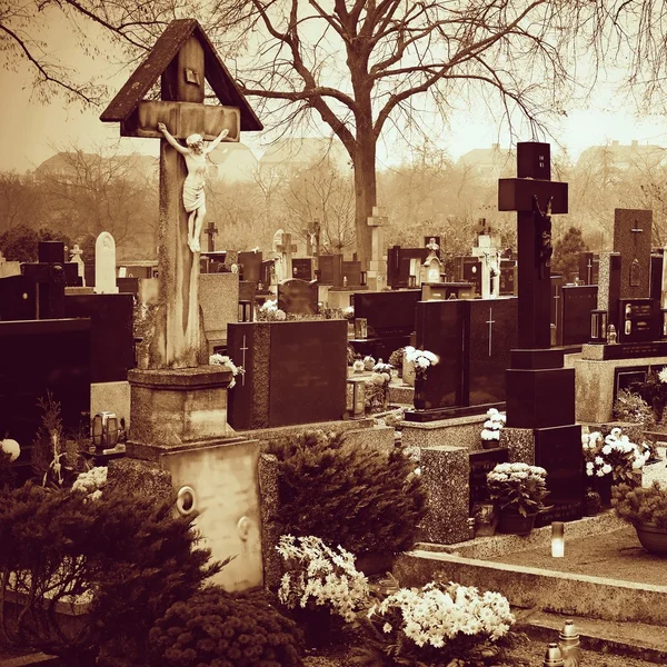 Hřbitov, zázemí pro Halloween. — Stock fotografie