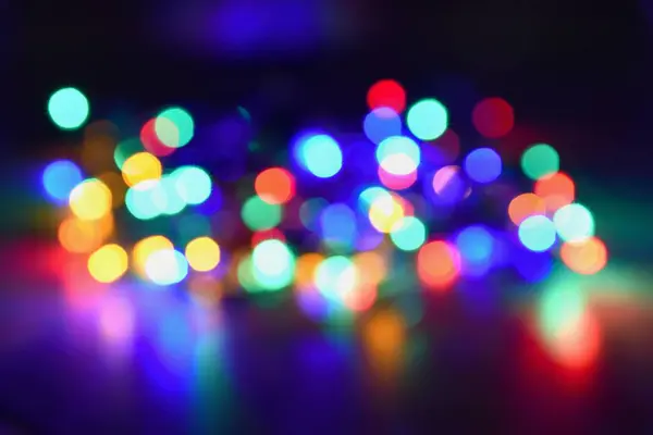 Weihnachten Verschwommenes Licht Auf Schwarzem Hintergrund Mit Kopierraum Abstrakte Bunte — Stockfoto