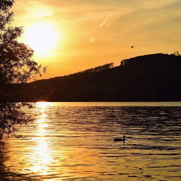 Brno dam. South Moravia. Tjeckien Europa. Rekreationsområde av underhållning och sport. Vackra landsbygden med naturen, klart vatten och sunset. — Stockfoto