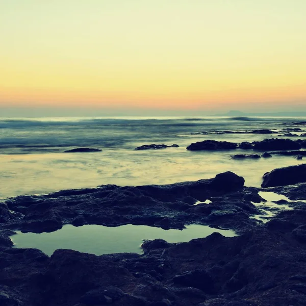 Beautiful Summer Sunset Sea Amazing Scenery Beach Waves Reflection Sun — Stock Photo, Image