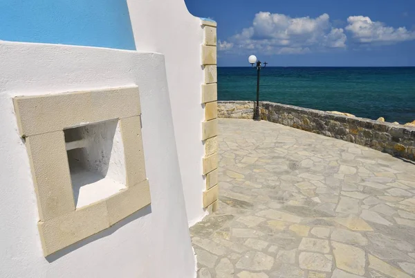 Bella Cappella Greca Tramonto Sull Isola Creta Grecia — Foto Stock