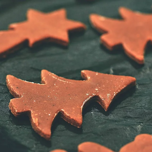 Fazer bolachas de Natal em casa. Tradição clássica checa. Conceito para a temporada de inverno, comida e feriados de Natal . — Fotografia de Stock