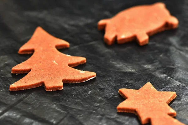 Hornear en casa hizo galletas de Navidad. Clásica tradición checa. Concepto para la temporada de invierno, la comida y las vacaciones de Navidad . — Foto de Stock