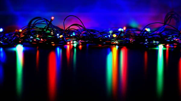 Абстрактний різдвяний фон, різдвяна текстура з кольорових вогнів для різдвяної ялинки . — стокове фото