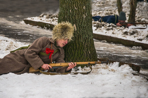 Soldier of the Red Army attack position