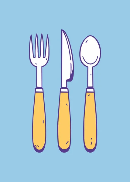 叉子，刀，勺子。 矢量说明. — 图库矢量图片