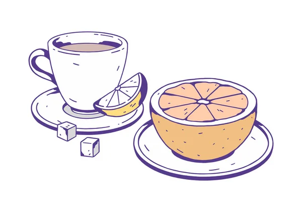 En hälsosam frukost. Handritad vektor illustration. — Stock vektor