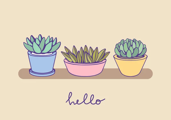 Cute hand drawn cacti. Vector collection. — Stock Vector