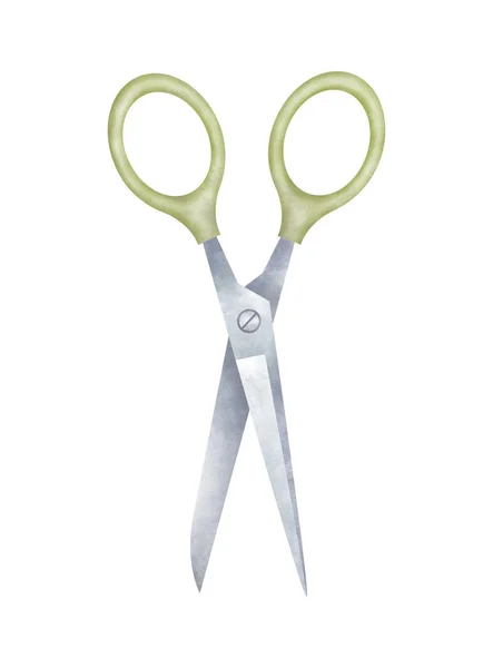 Scissors Hand Painted Illustration Isolated White Background — Stock Photo, Image