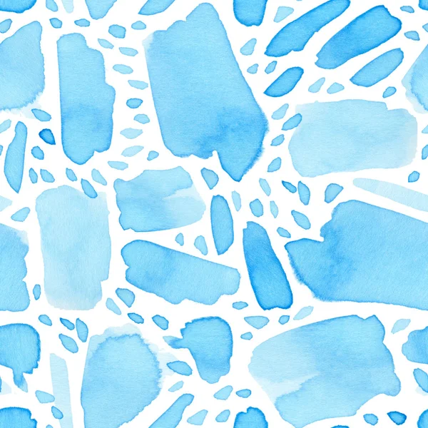 Abstraktní Bezproblémový Vzorec Modré Tahy Štětcem Bílé Pozadí Textura Akvarelu — Stock fotografie