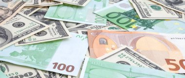 ABD ve Euro banknotlarından yapılmış doku panoraması