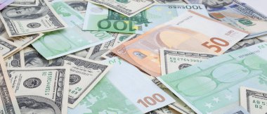 ABD ve Euro banknotlarından yapılmış doku panoraması