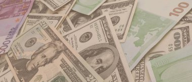 ABD ve Euro banknotlarından yapılmış doku panoraması