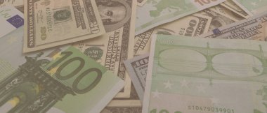 ABD ve Euro banknotlarından yapılmış doku panoraması