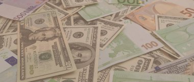 ABD ve Euro banknotlarından yapılmış doku panoraması