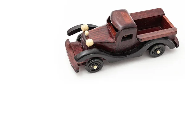 Wooden Toy Car Isolated White Background — Stock Photo, Image