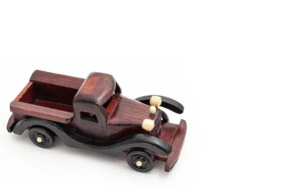 Wooden Toy Car Isolated White Background — Stock Photo, Image