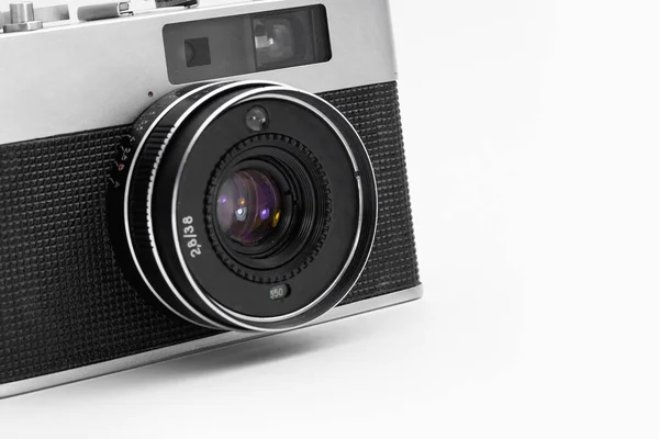 Retro Film Camera Een Geïsoleerde Witte Achtergrond — Stockfoto