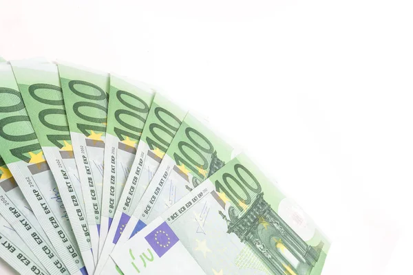 Банкноты Евро Изолированном Белом Фоне — стоковое фото