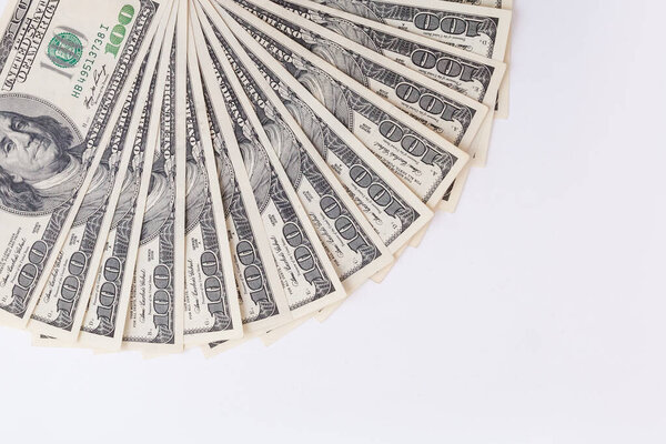 US dollars banknotes on an isolated white backgroun